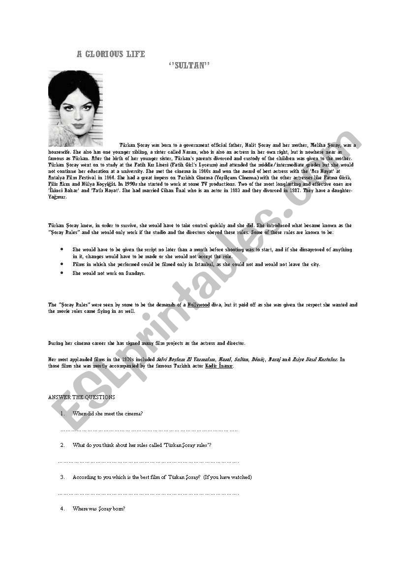 TÃœRKAN ÃžORAY worksheet