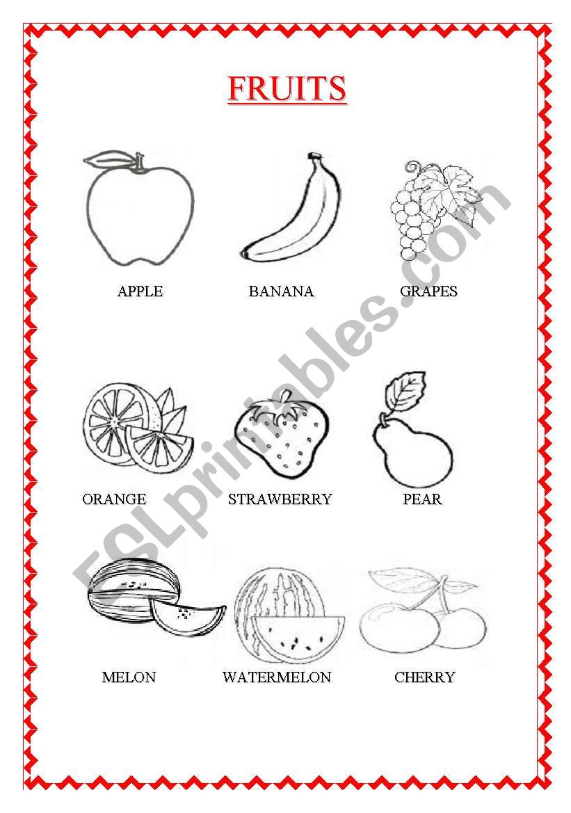 fruits (2 pages) worksheet