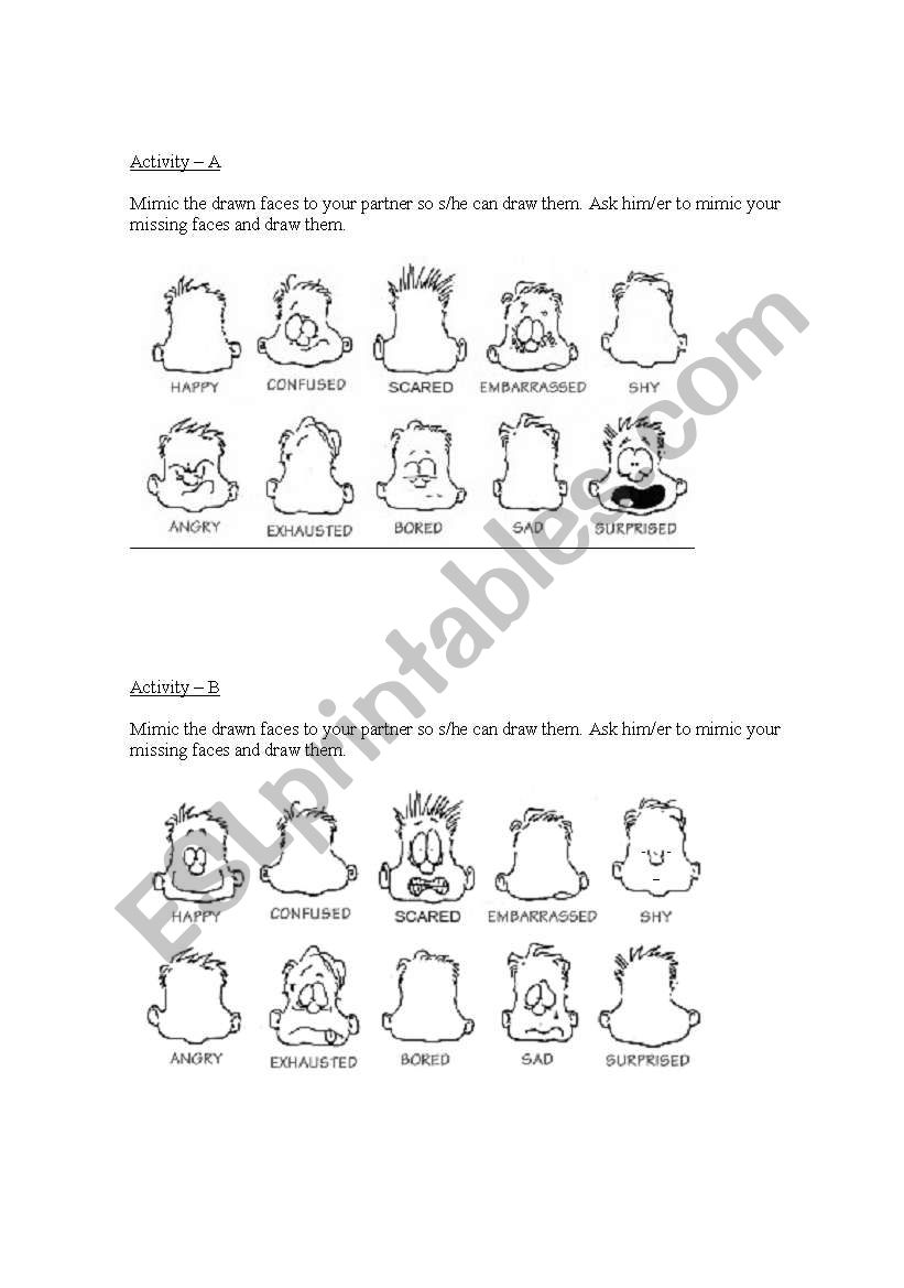 Emotions adjectives worksheet