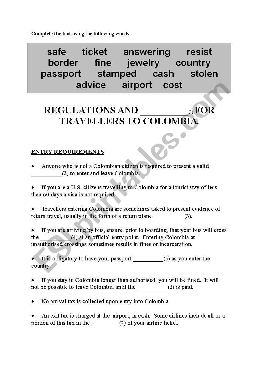gap fill activity for discussion- modals should, have to, dont have to, shouldnt, might etc