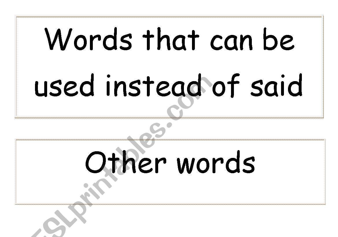 words to use other than said worksheet