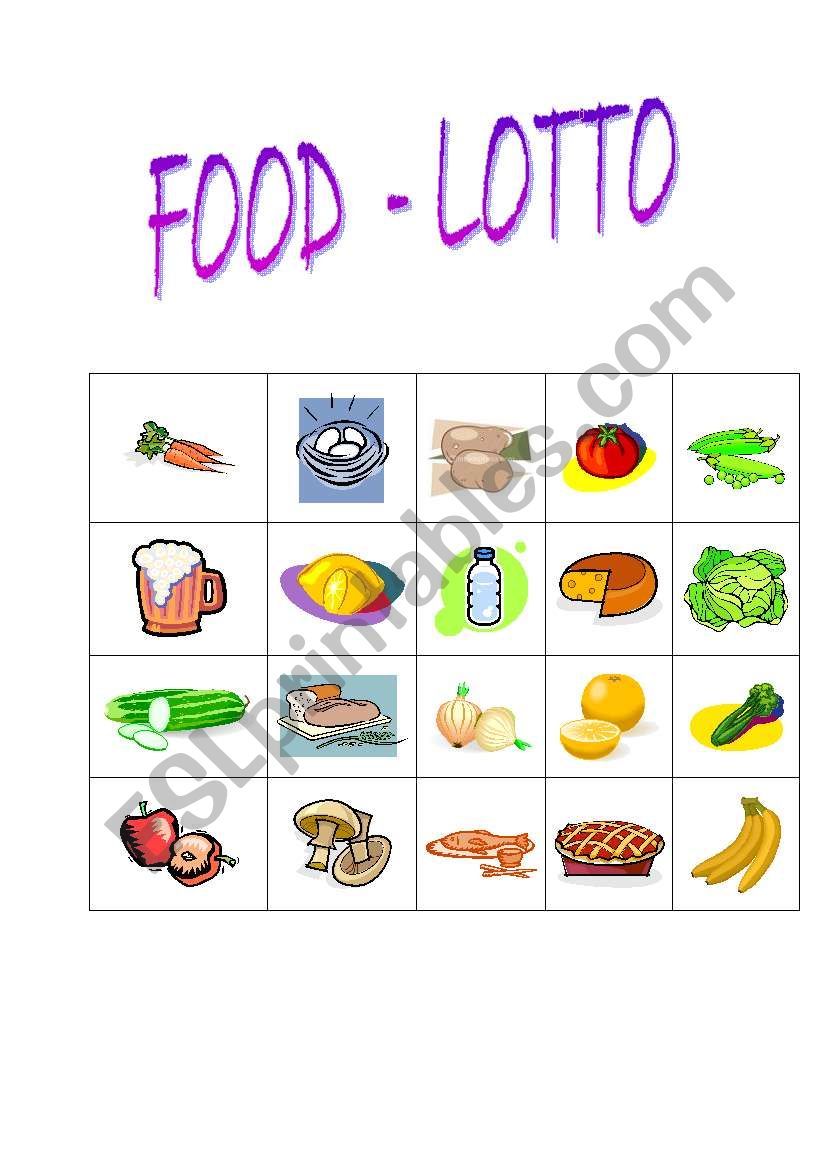 Food - Lotto worksheet