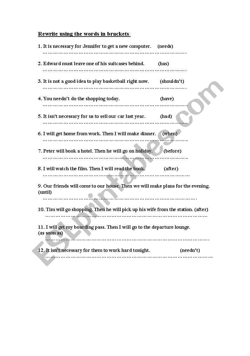 Paraphrasing worksheet