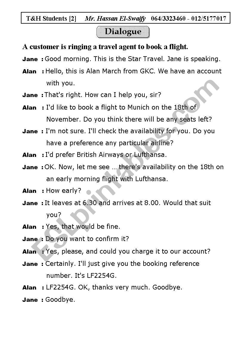 travel conversation dialogue esl