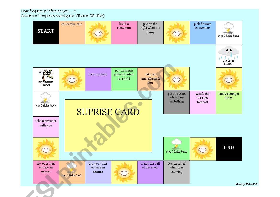 weather board game worksheet