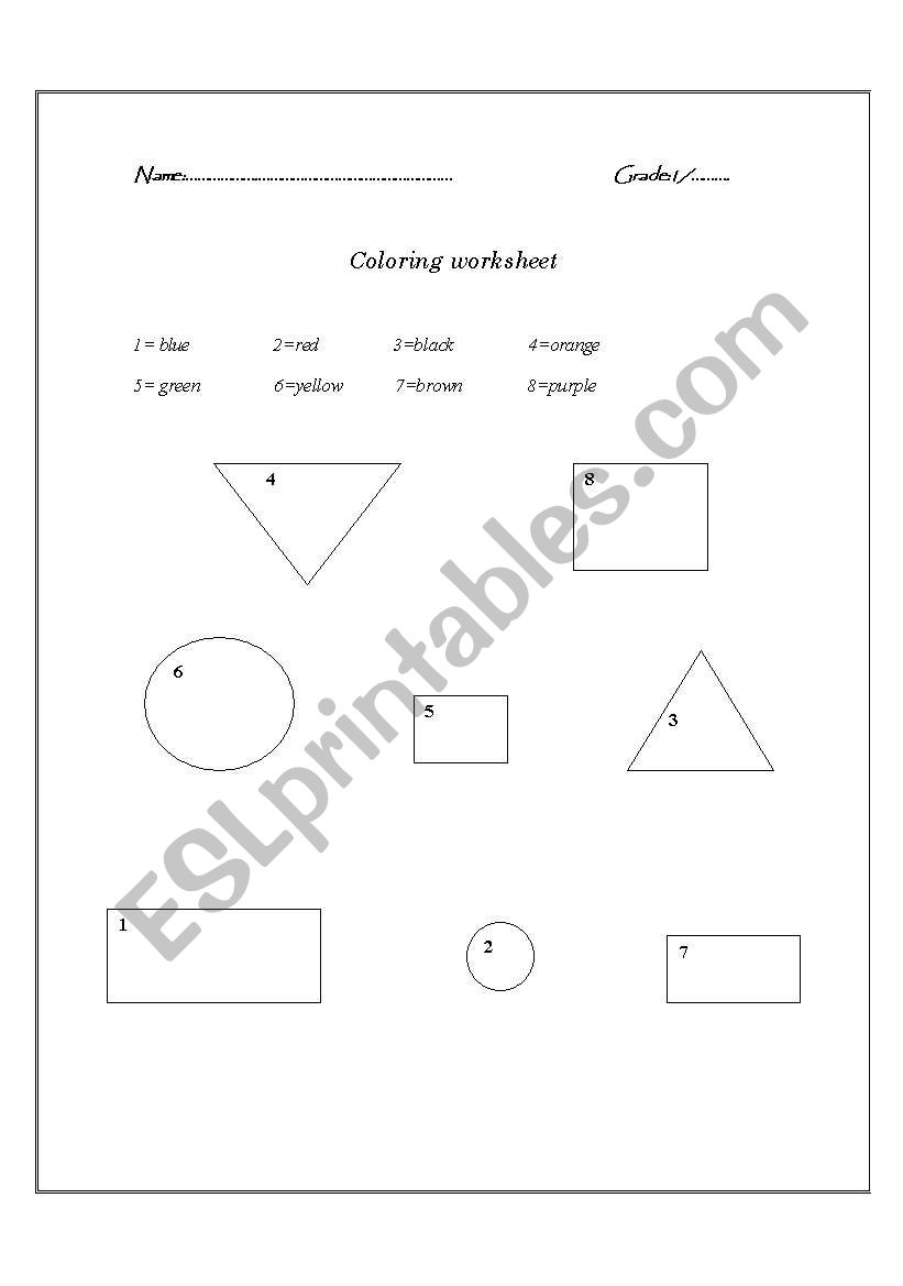 Color the shapes worksheet