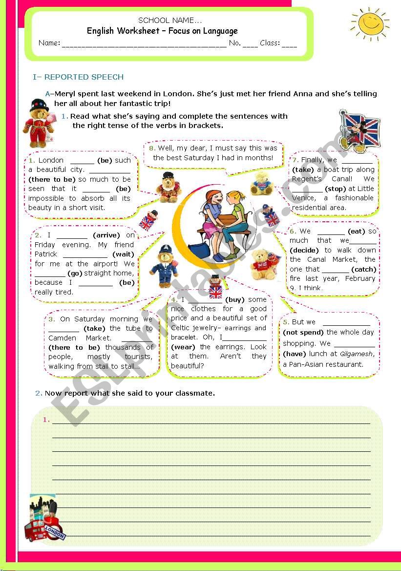 Verb tenses and reported speech - Upper Intermediate and Adnanced students