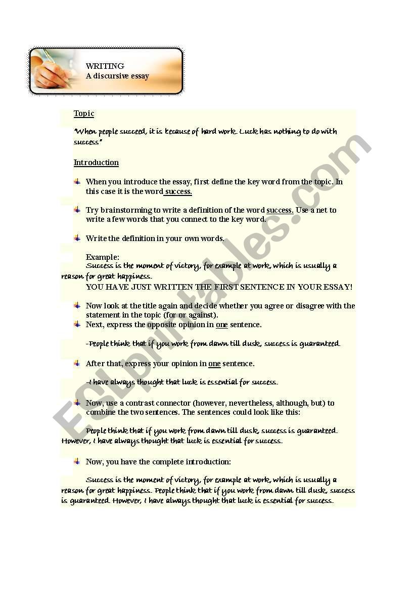 Writing A Discursive Essay ESL Worksheet By Devasa3 tips-for-better-discursive-writing-essay-writing-skills-writing