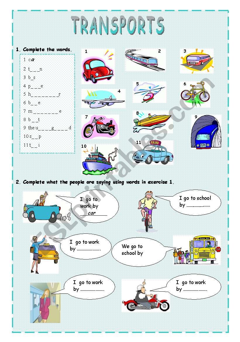 Transports worksheet