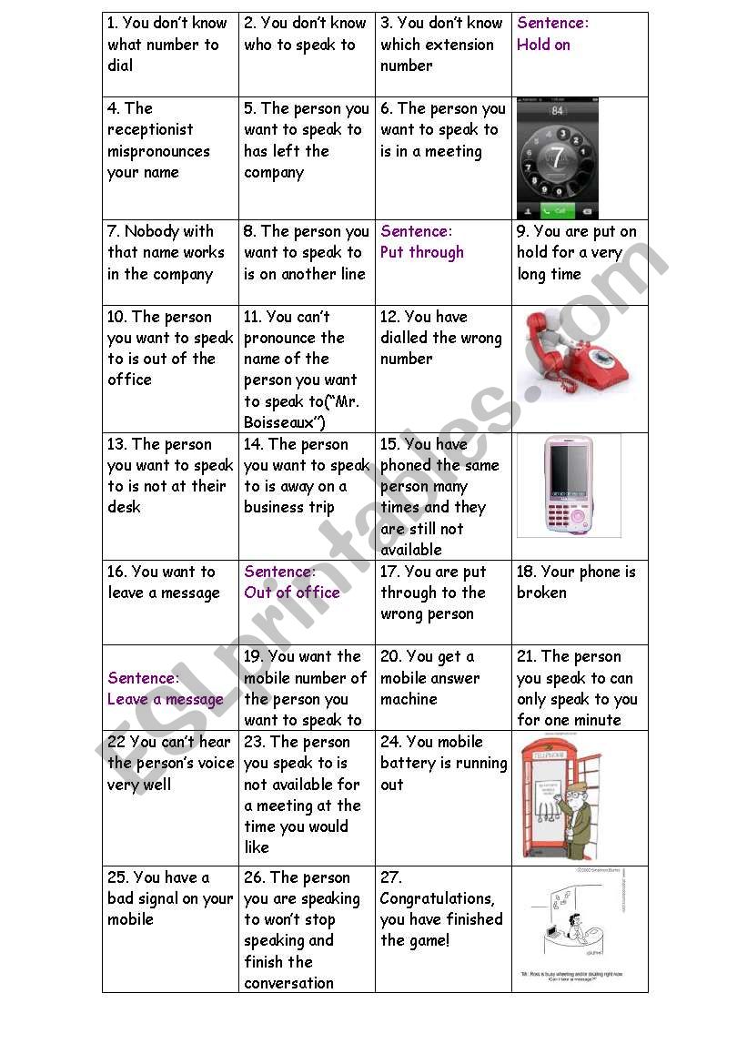 Vocabulary around  the Telephone 