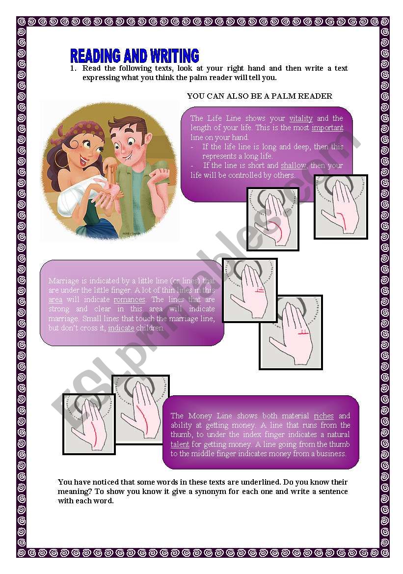 Palm reader worksheet