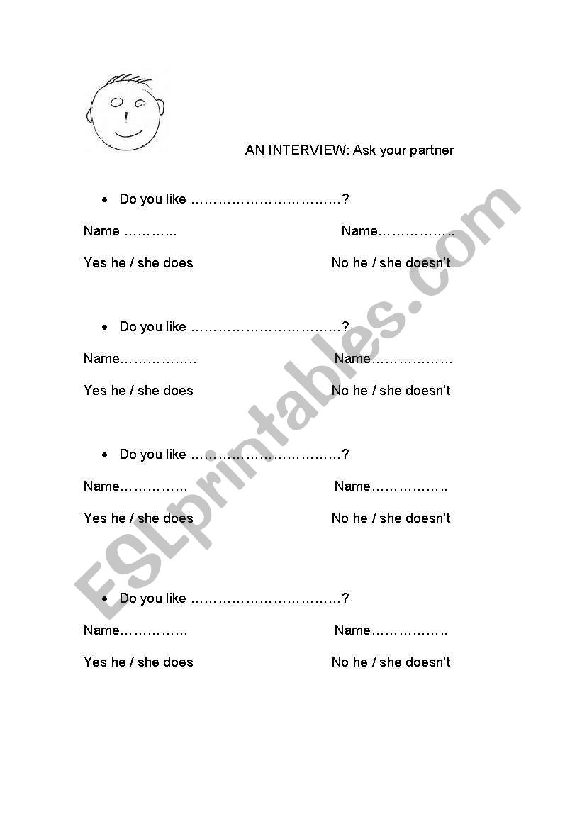 find your partner worksheet