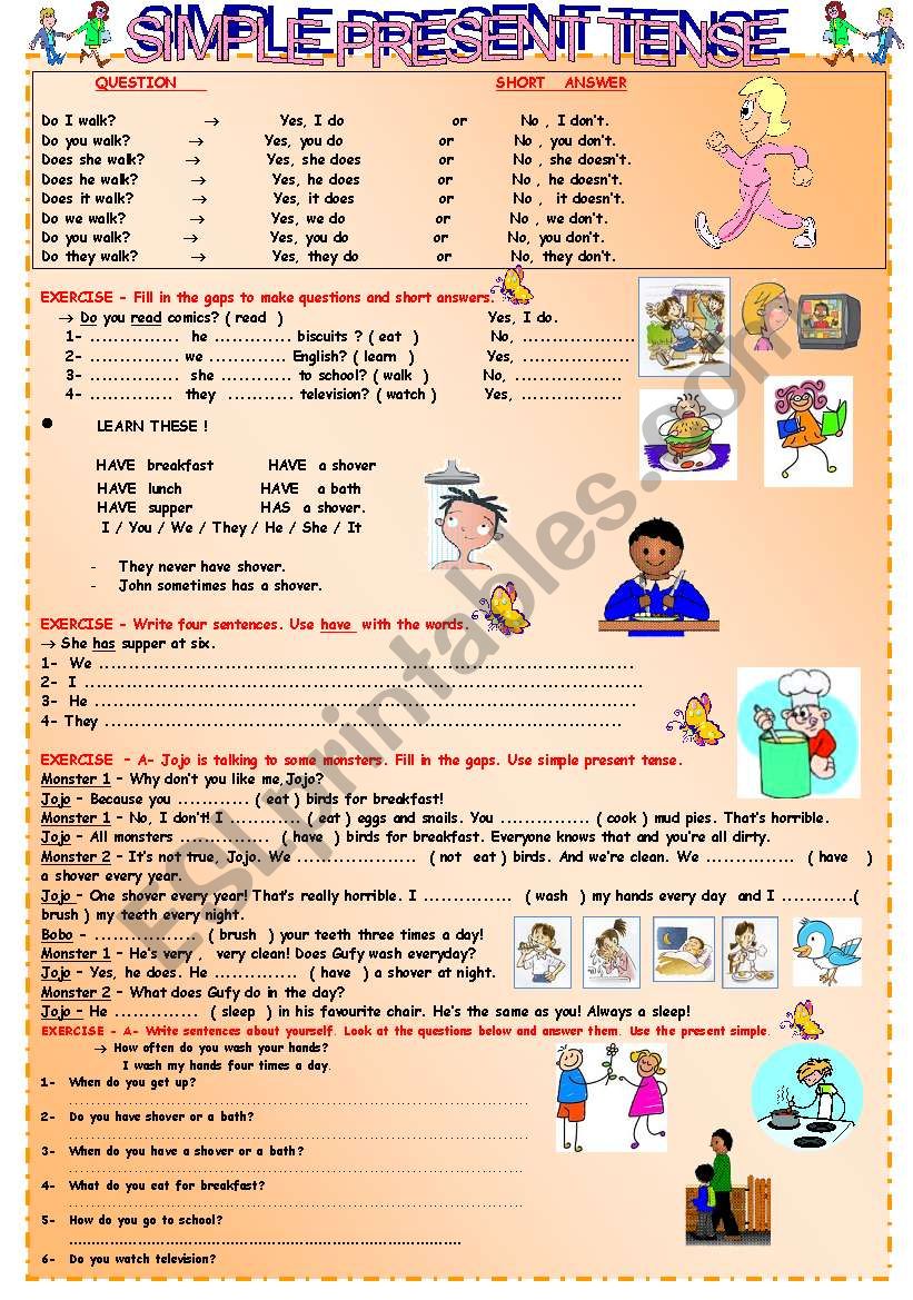 Simple  Present  Tense worksheet