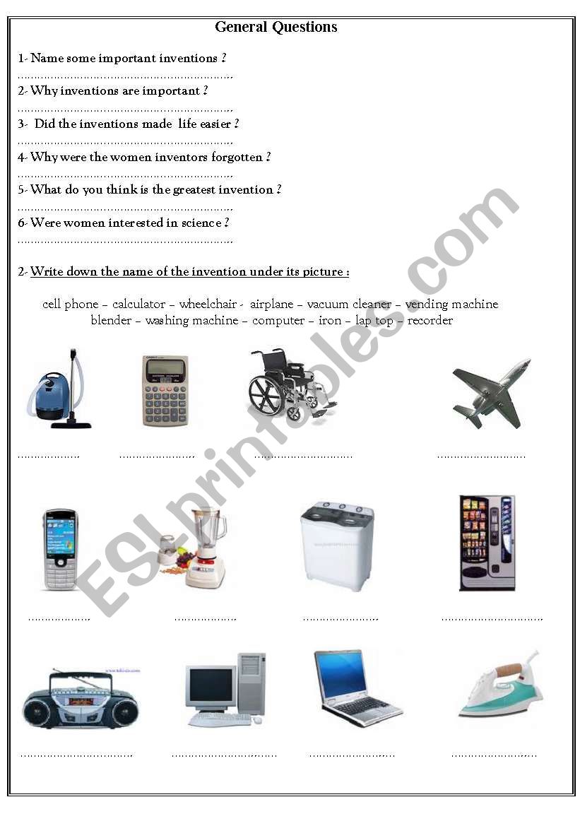 inventon worksheet