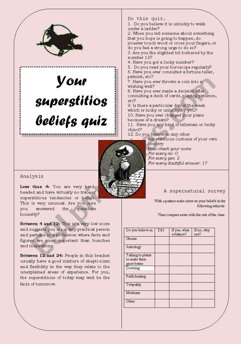 Your superstitios beliefs quiz