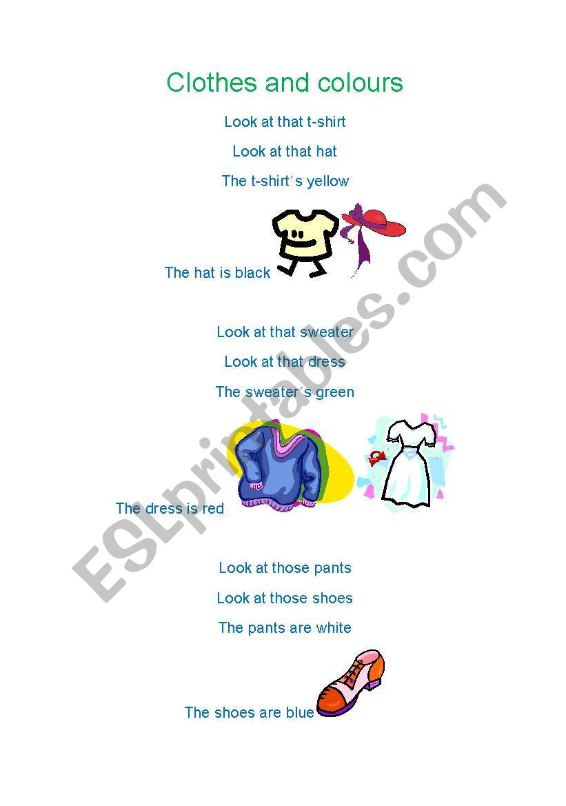 clothes and colours worksheet