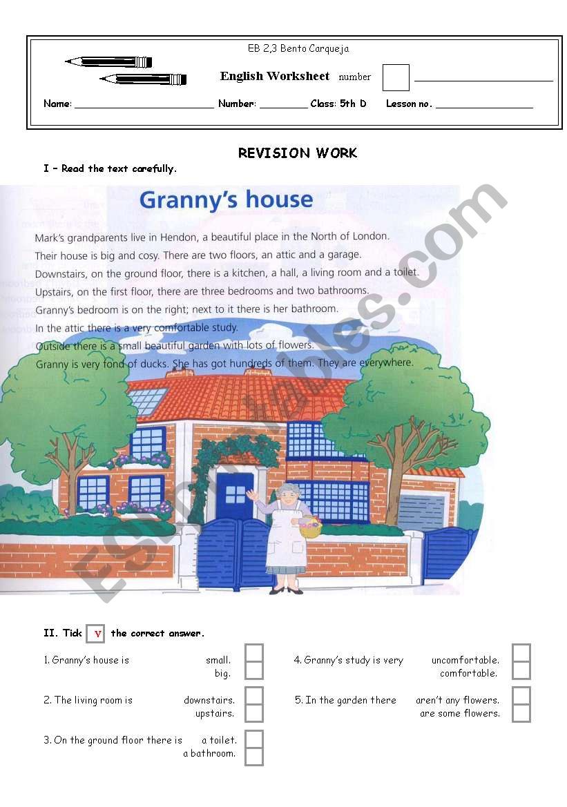 Grannys house worksheet