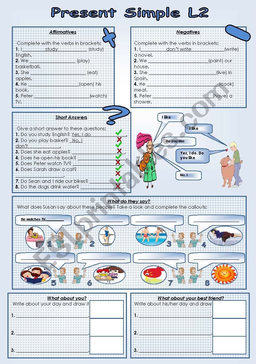 Present simple for young kids worksheet