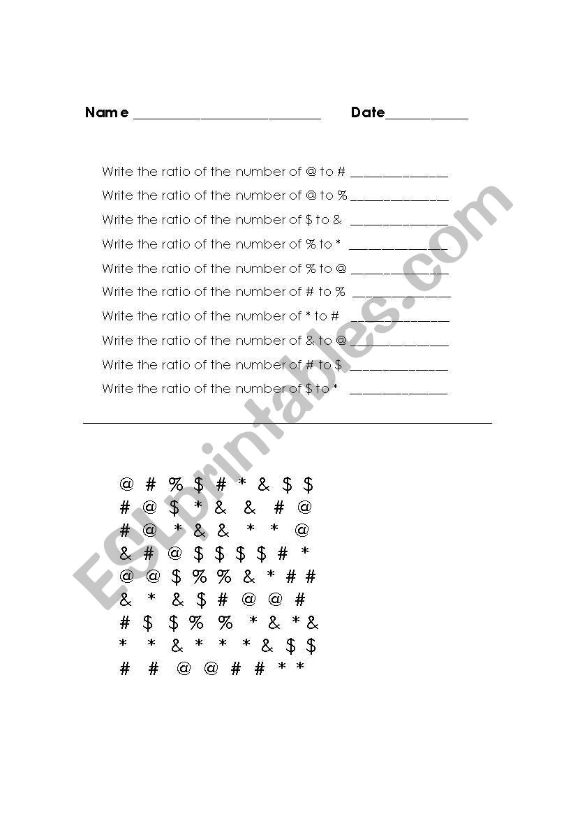 Ratios worksheet