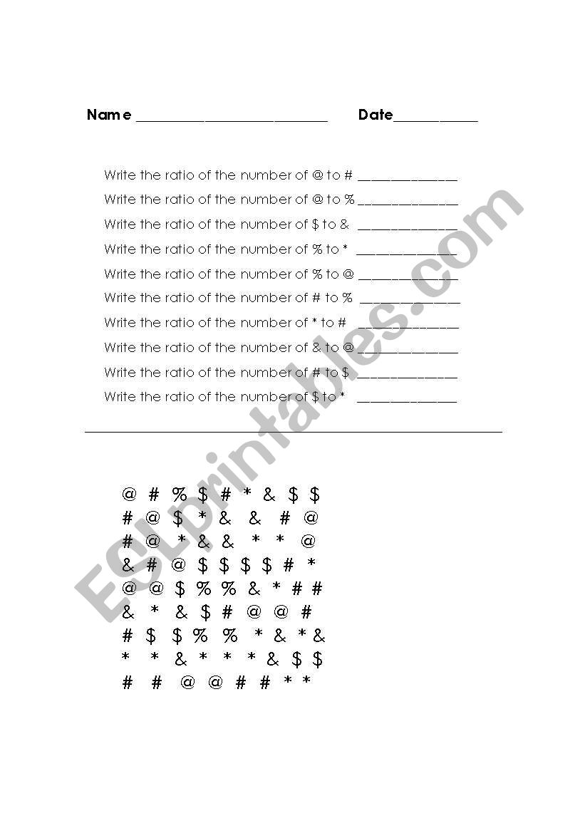 Ratios worksheet