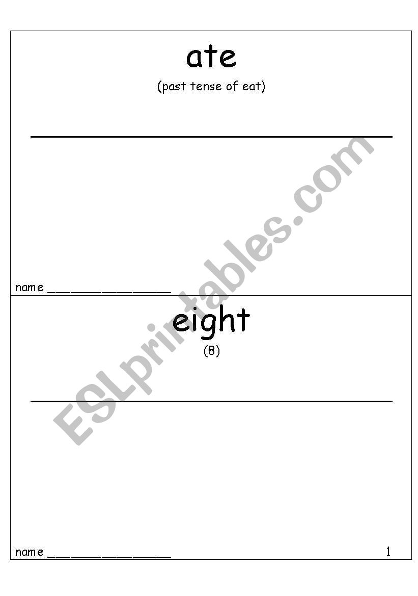 Homophone Booklet worksheet