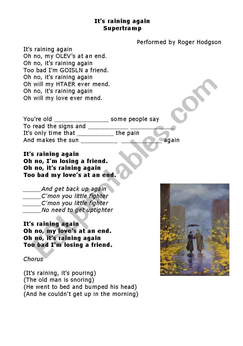 Supertramp worksheet