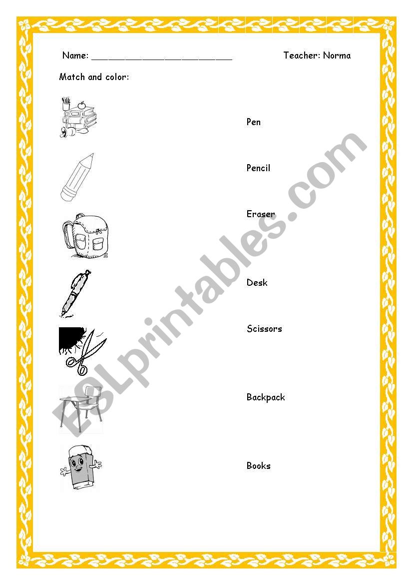 Objects scholl worksheet