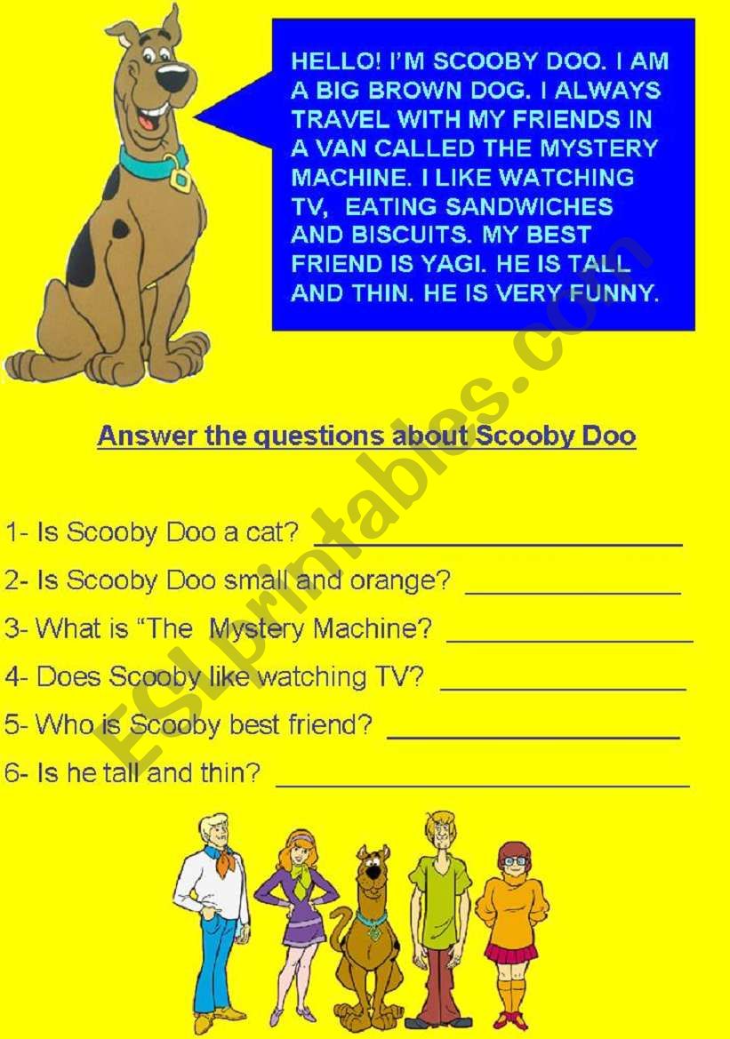 Scooby doo reading comprehension