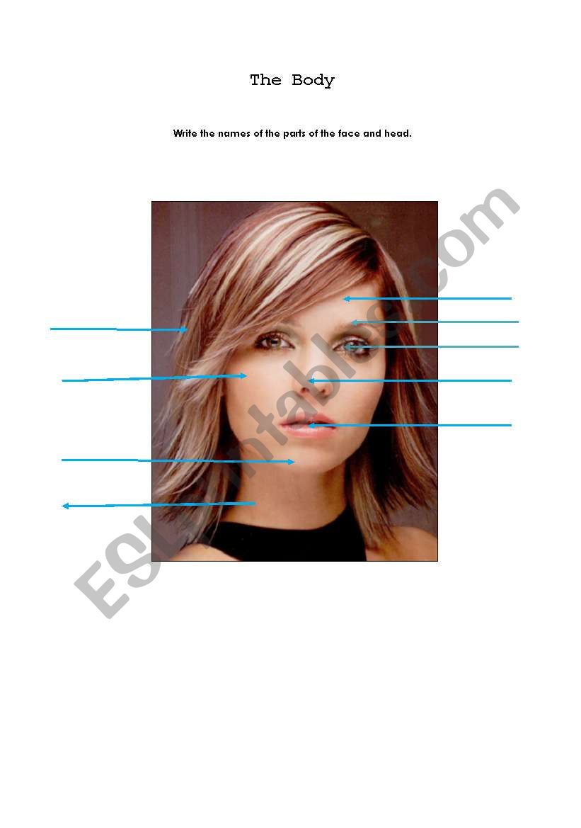 Parts of my face worksheet