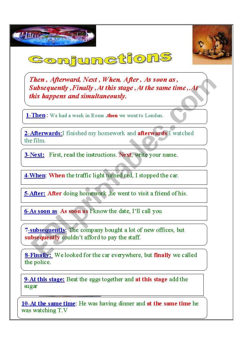 Conjunctions worksheet