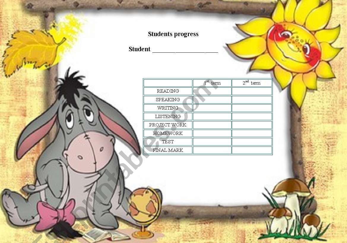 Students progress worksheet