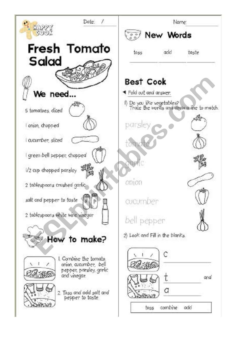 Fresh Tomato Salad(Cooking) worksheet