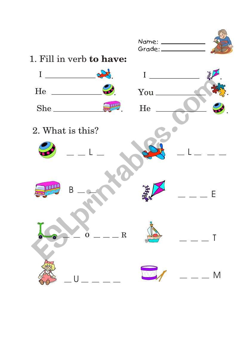 toys worksheet