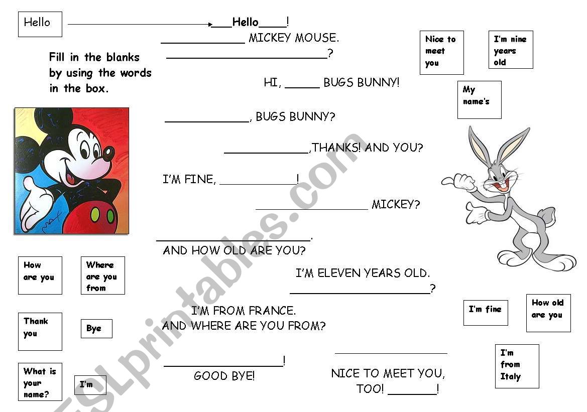 greetings worksheet