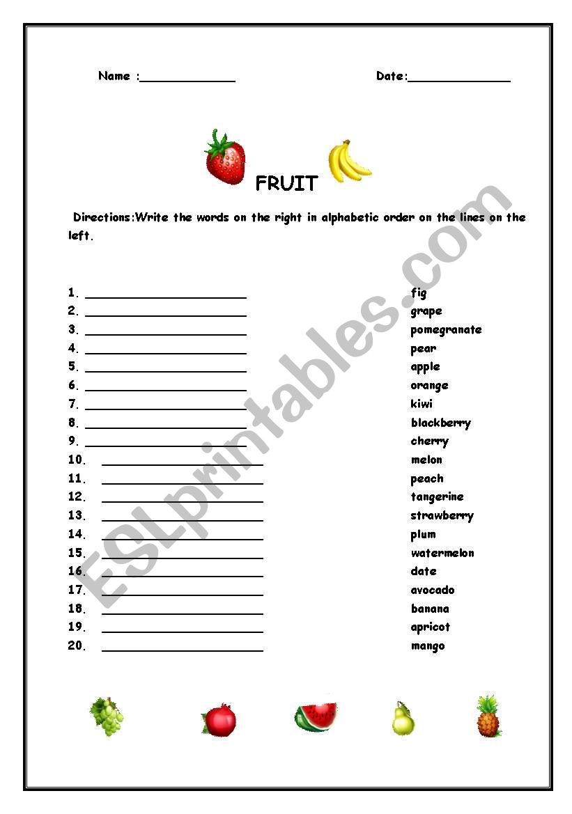 word order worksheet