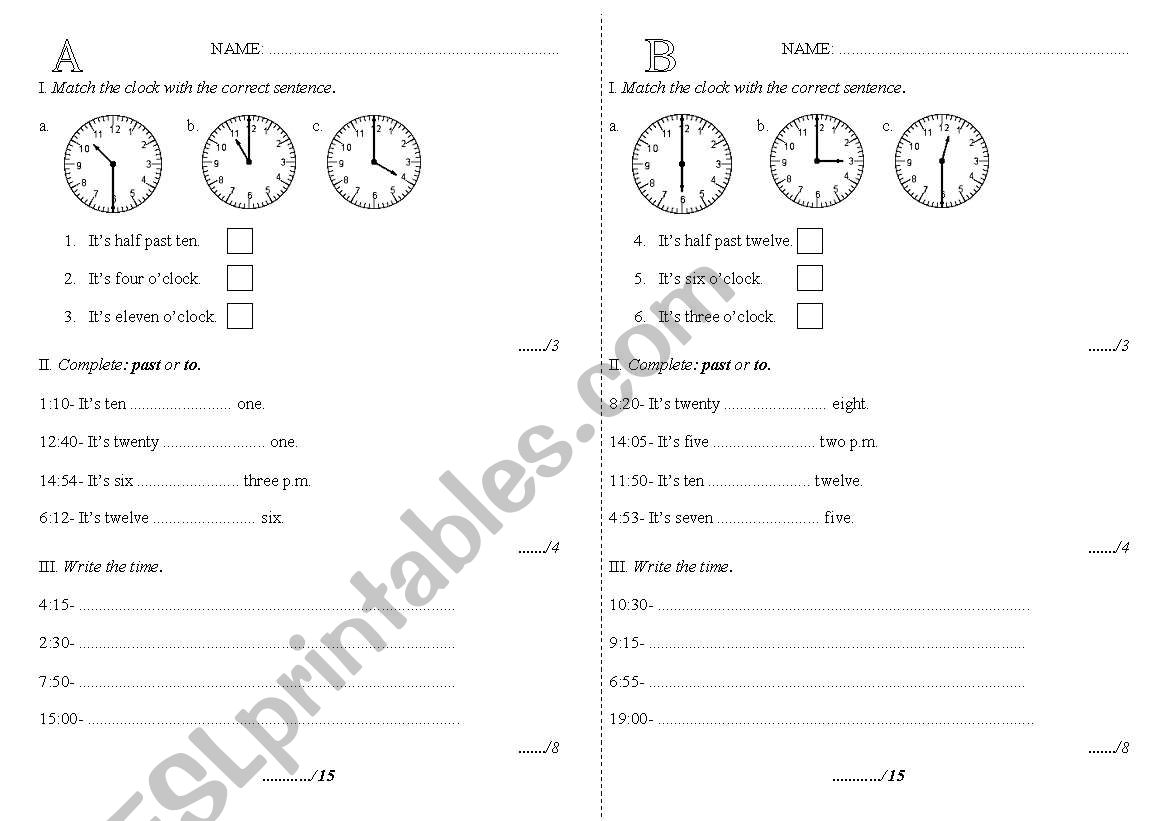 The time worksheet