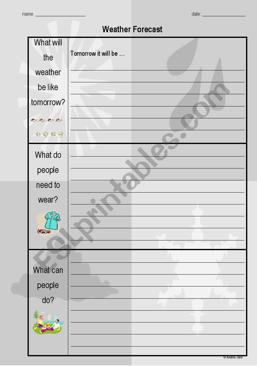 weather forecast worksheet