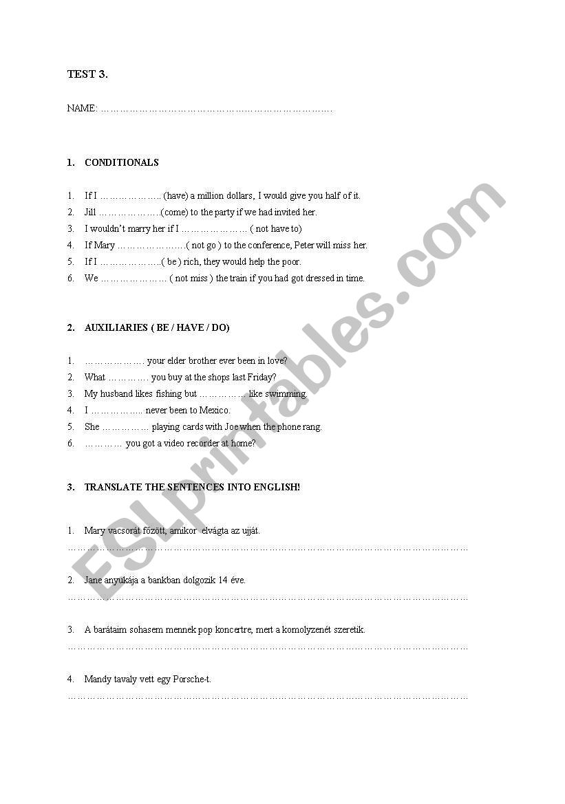 level assessment worksheet