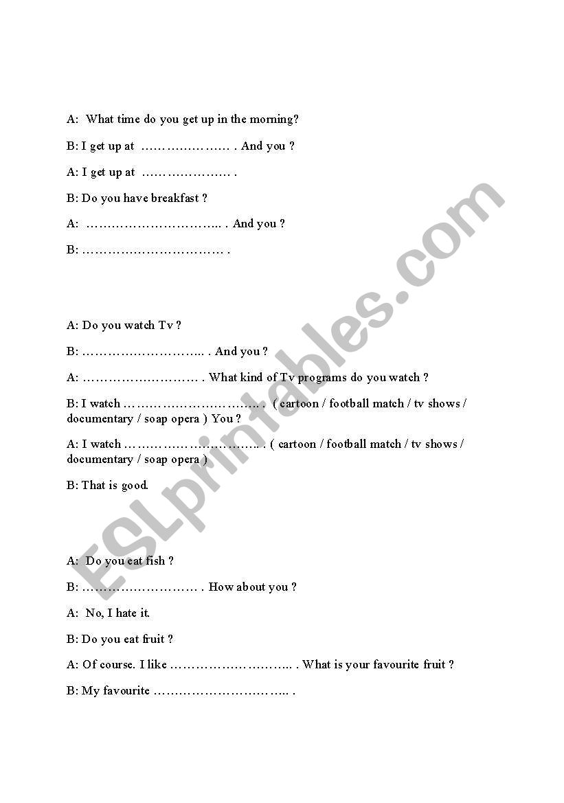 dialogs for simple present tense