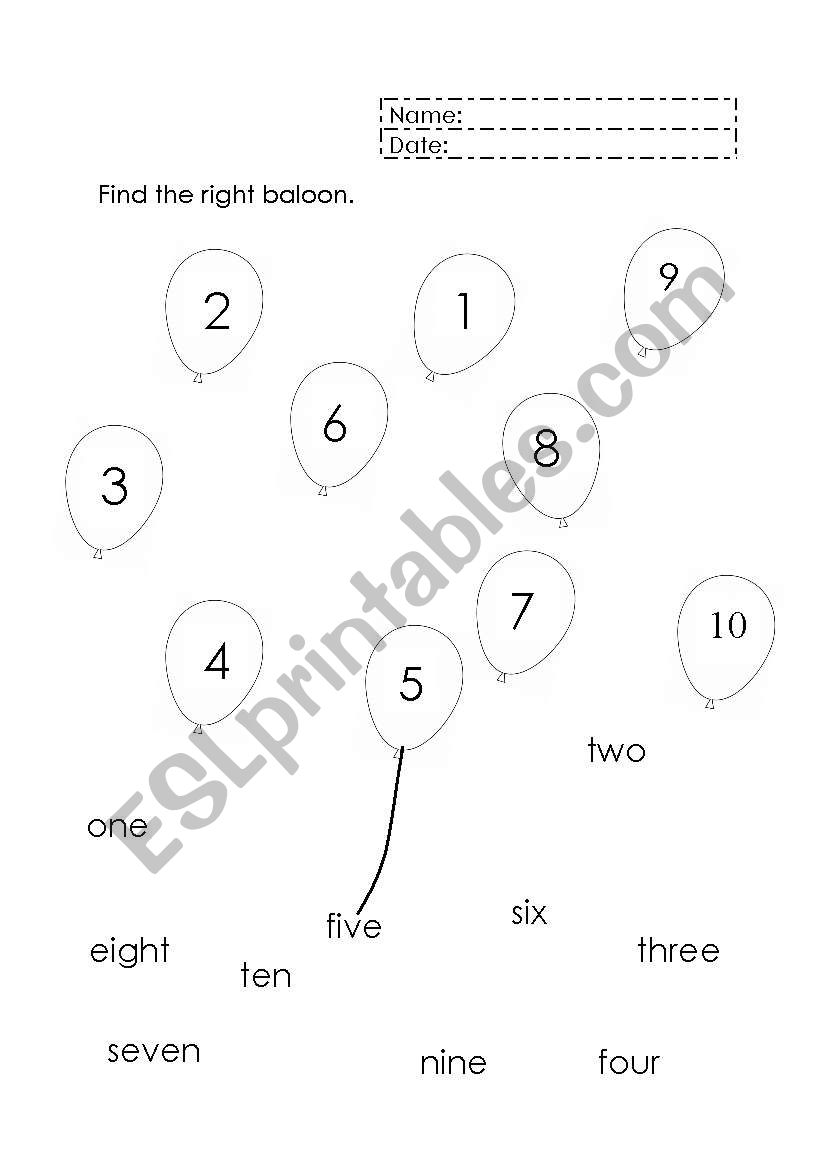 Learning numbers worksheet