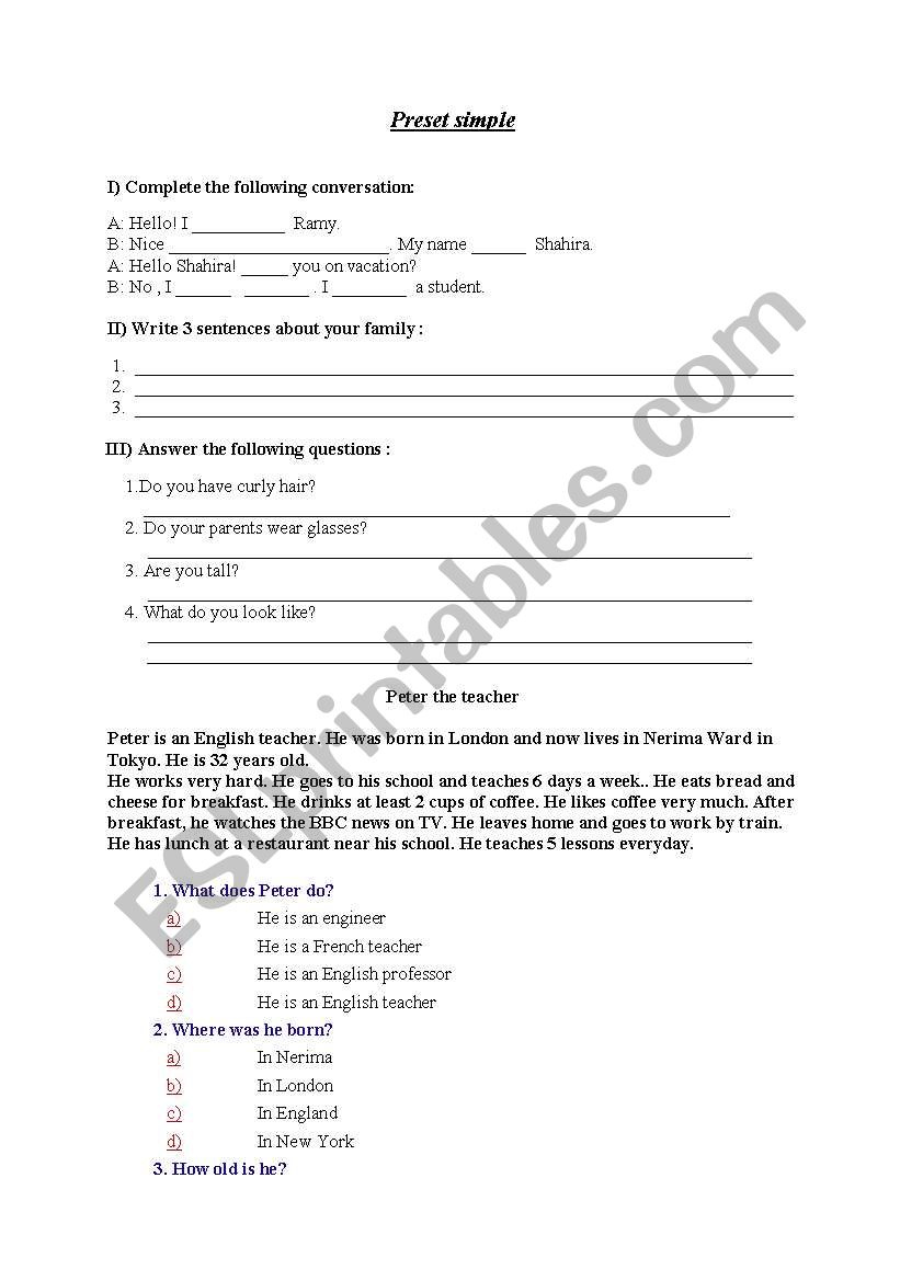 present simple worksheet