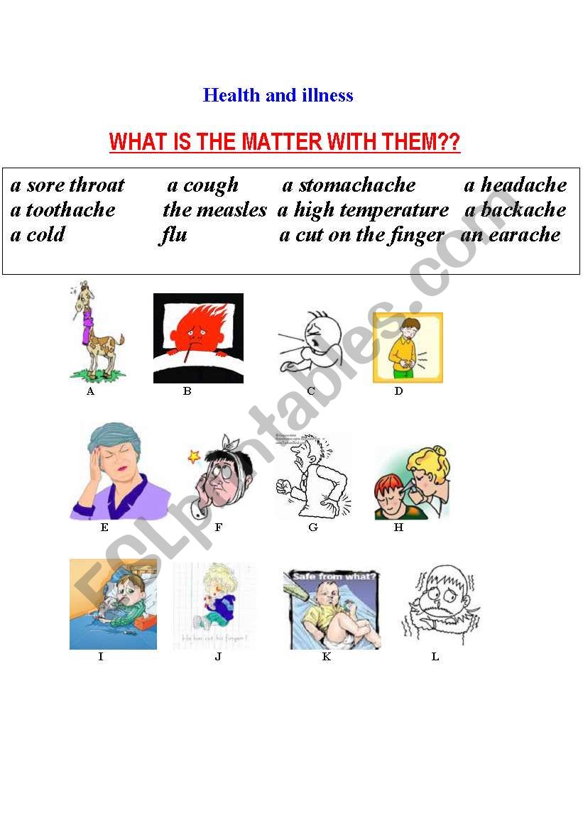 HEALTH AND ILLNESS worksheet