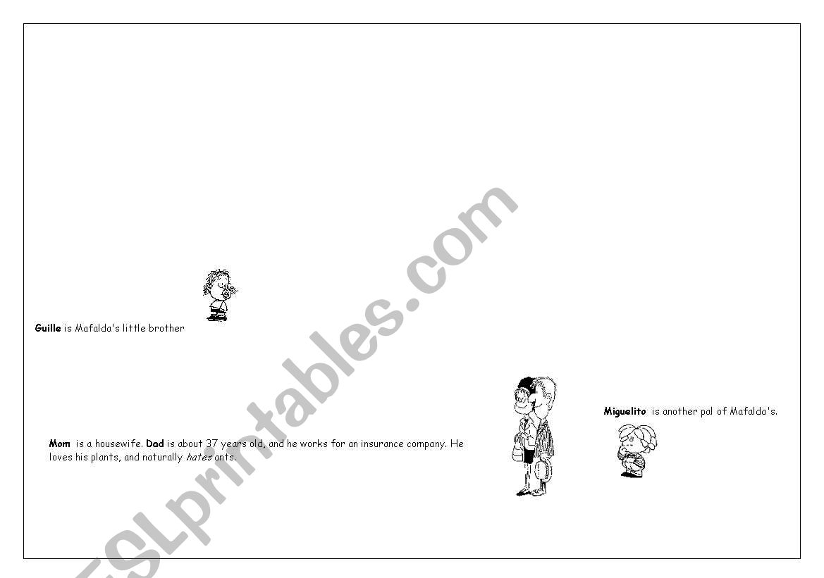 mafalda characters worksheet