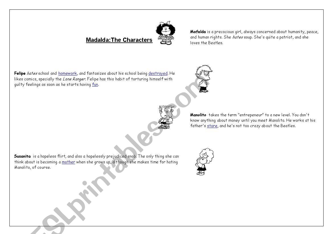 mafalda characters worksheet