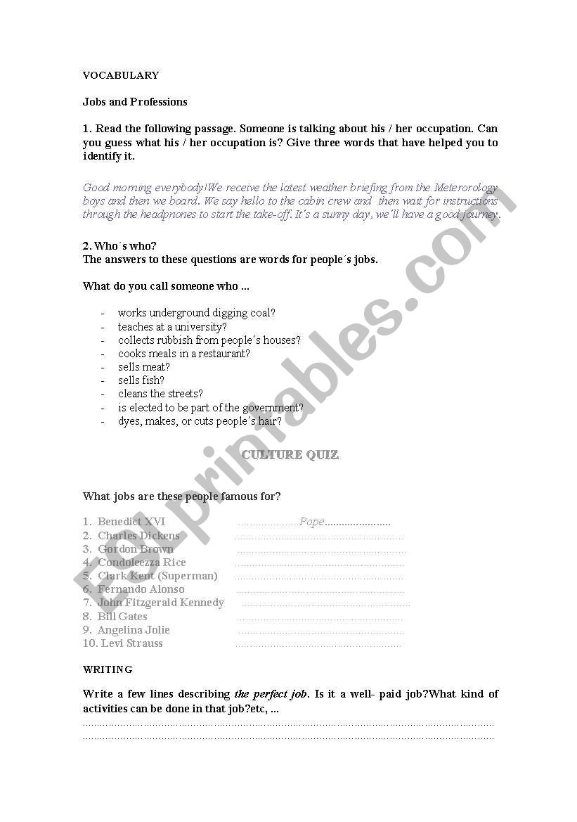 vocabulary worksheet