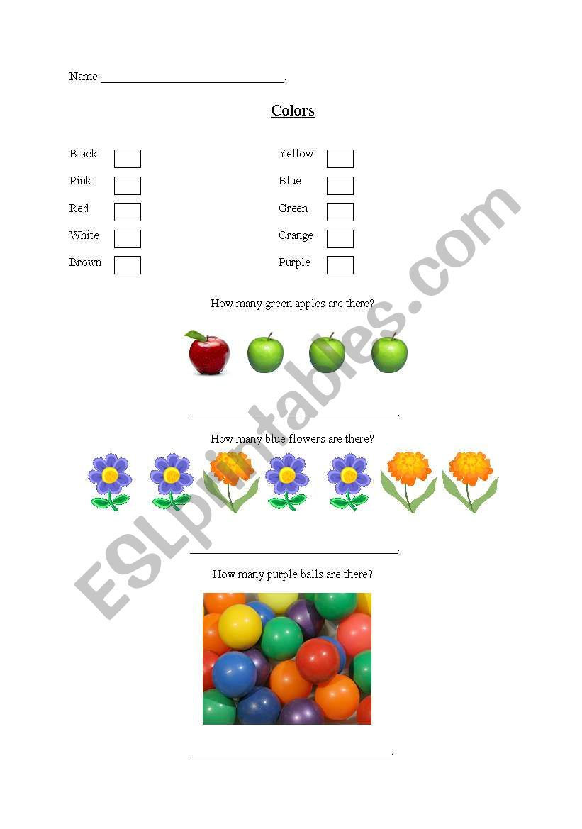 Colors worksheet