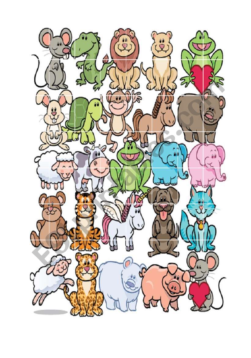 Animal cards worksheet