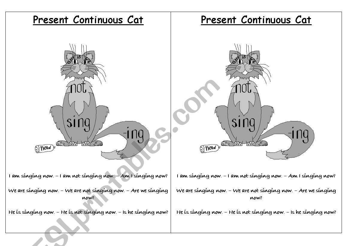 Present Continuous Cat worksheet