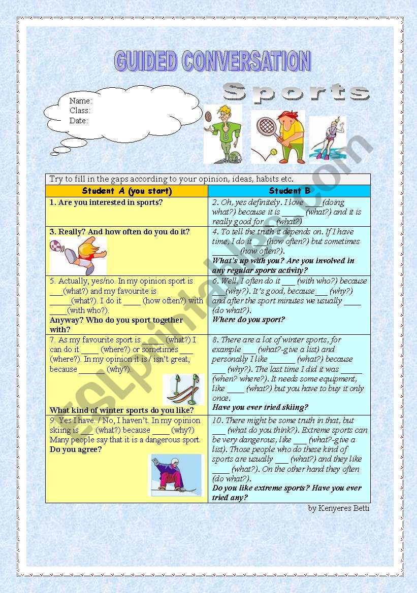 Guided Conversation - Sports worksheet