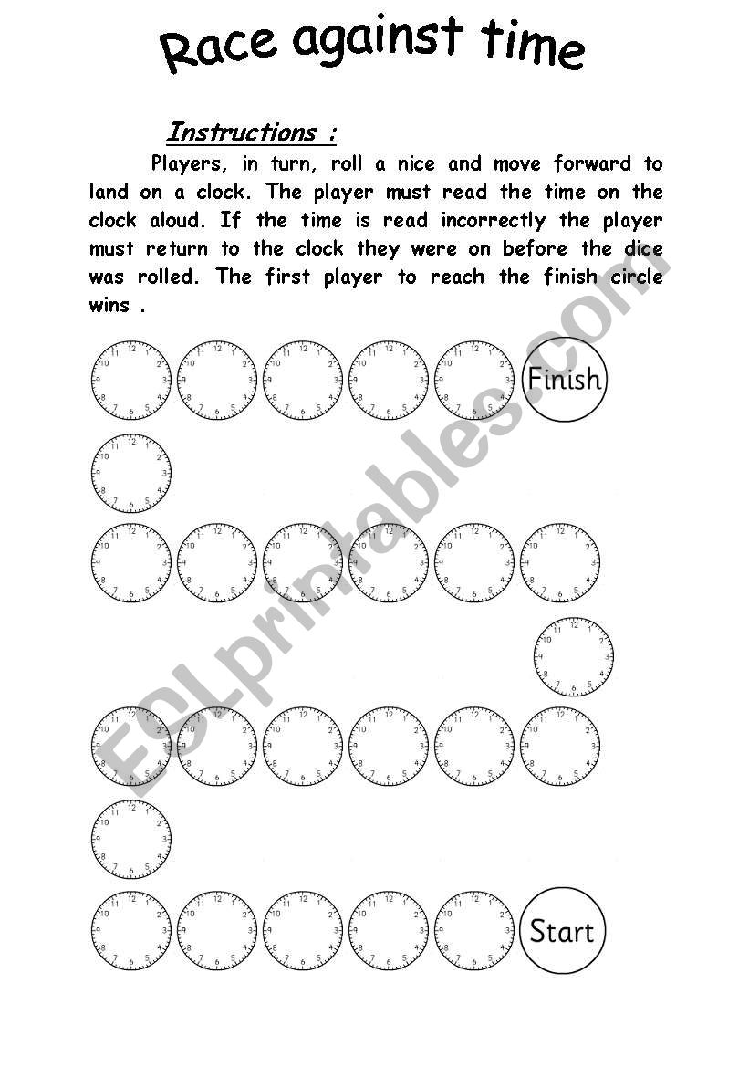 race against time worksheet